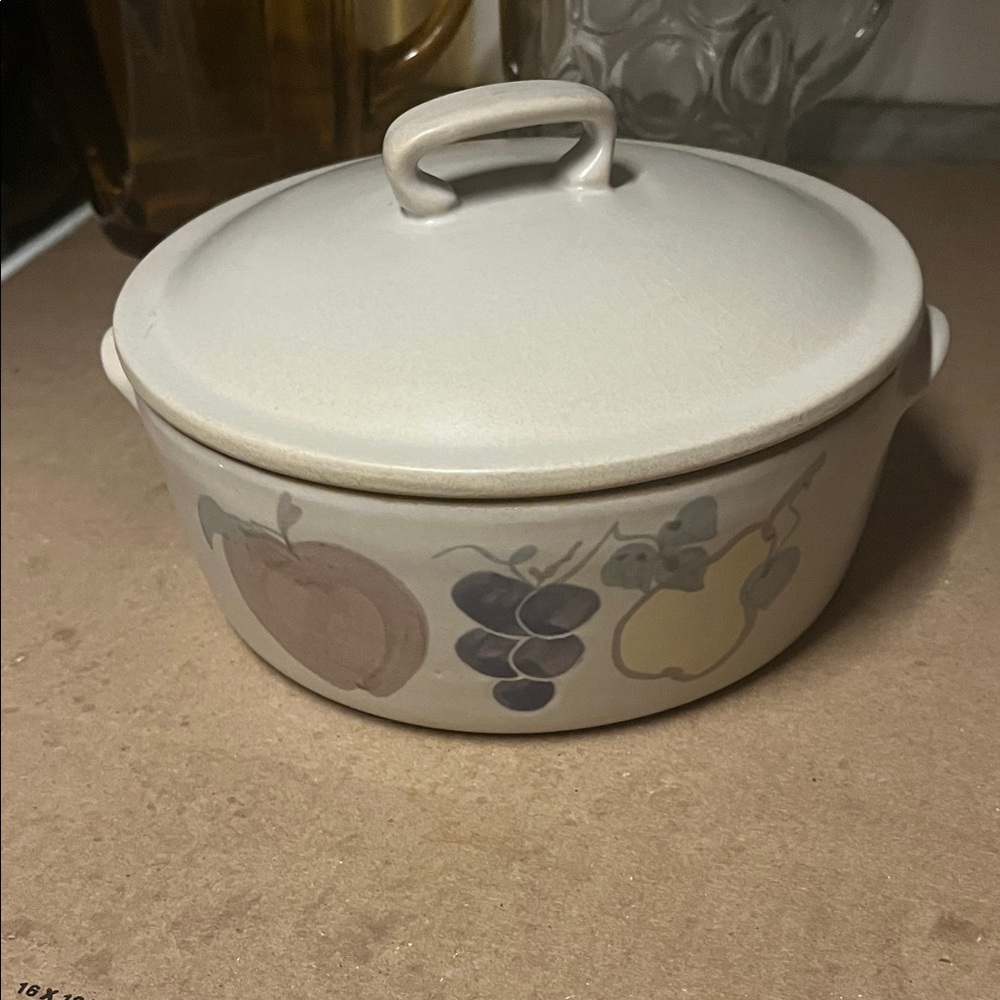 Ceramic Casserole Dish with Fruit Design
